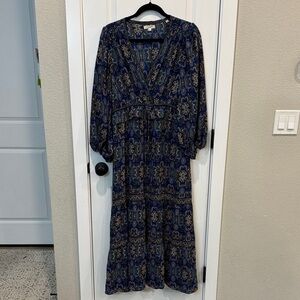 Max Studio Blue and Gold Long Sleeve Dress